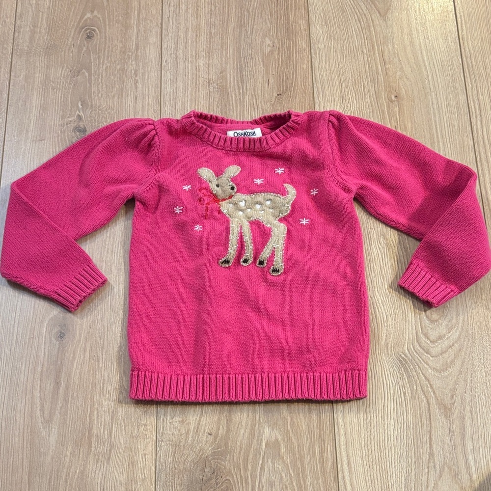 💙 Pink Deer Embroidered Kids Sweater 💙